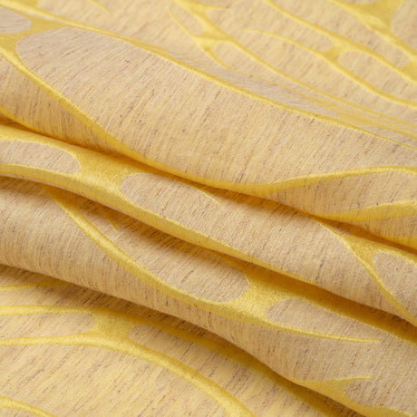 Luminous Yellow and Heathered Beige Ripples Lightweight Polyester and Linen Brocade