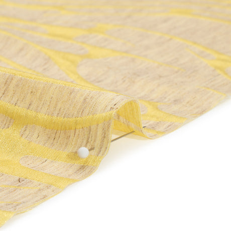 Luminous Yellow and Heathered Beige Ripples Lightweight Polyester and Linen Brocade