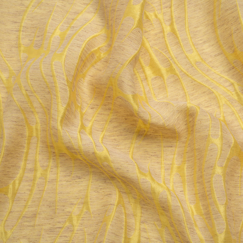Luminous Yellow and Heathered Beige Ripples Lightweight Polyester and Linen Brocade