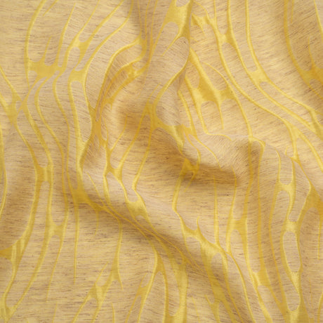 Luminous Yellow and Heathered Beige Ripples Lightweight Polyester and Linen Brocade
