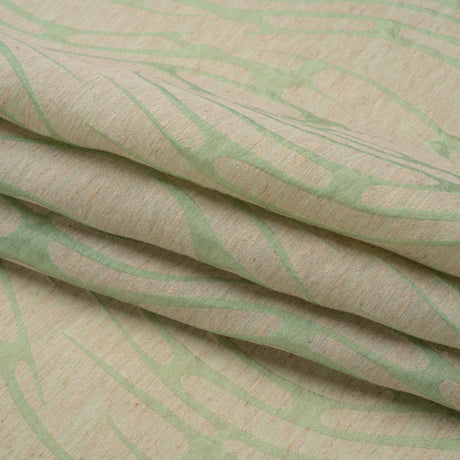 Luminous Sage Green and Heathered Beige Ripples Lightweight Polyester and Linen Brocade