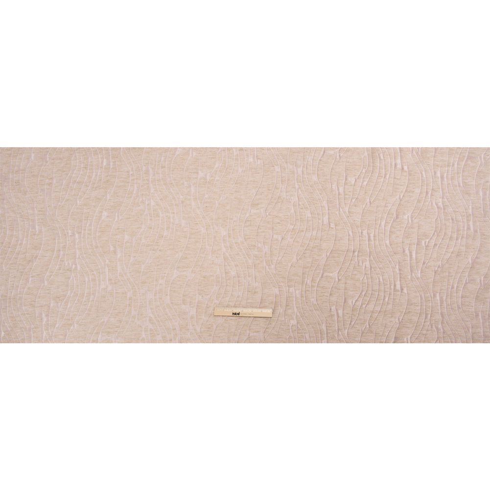 Luminous Pink and Heathered Beige Ripples Lightweight Polyester and Linen Brocade