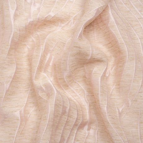 Luminous Pink and Heathered Beige Ripples Lightweight Polyester and Linen Brocade