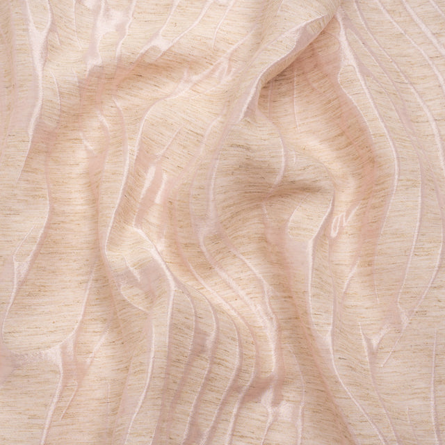 Luminous Pink and Heathered Beige Ripples Lightweight Polyester and Linen Brocade