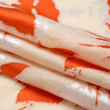 Red, White and Beige Soft Leaves Lightweight Polyester and Viscose Luxury Brocade