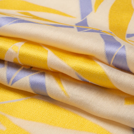 Yellow, Periwinkle and Beige Bamboo Lattice Lightweight Polyester and Viscose Luxury Brocade