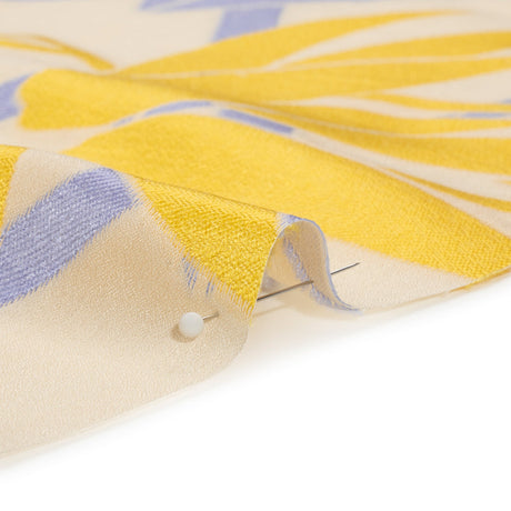 Yellow, Periwinkle and Beige Bamboo Lattice Lightweight Polyester and Viscose Luxury Brocade