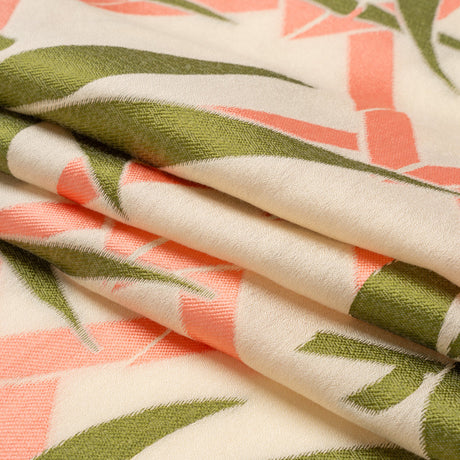 Olive, Peachy Pink and Beige Bamboo Lattice Lightweight Polyester and Viscose Luxury Brocade