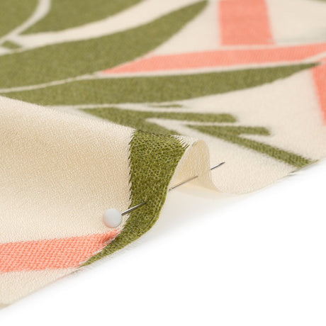 Olive, Peachy Pink and Beige Bamboo Lattice Lightweight Polyester and Viscose Luxury Brocade