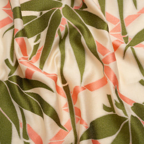 Olive, Peachy Pink and Beige Bamboo Lattice Lightweight Polyester and Viscose Luxury Brocade