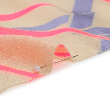 Neon Pink, Periwinkle and Beige Bamboo Lattice Lightweight Polyester and Viscose Luxury Brocade