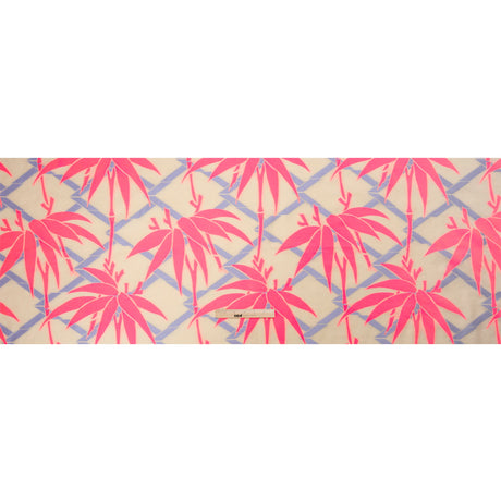 Neon Pink, Periwinkle and Beige Bamboo Lattice Lightweight Polyester and Viscose Luxury Brocade
