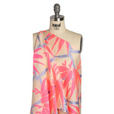 Neon Pink, Periwinkle and Beige Bamboo Lattice Lightweight Polyester and Viscose Luxury Brocade