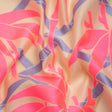 Neon Pink, Periwinkle and Beige Bamboo Lattice Lightweight Polyester and Viscose Luxury Brocade