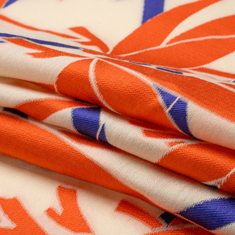 Red, Blue and Beige Bamboo Lattice Lightweight Polyester and Viscose Luxury Brocade