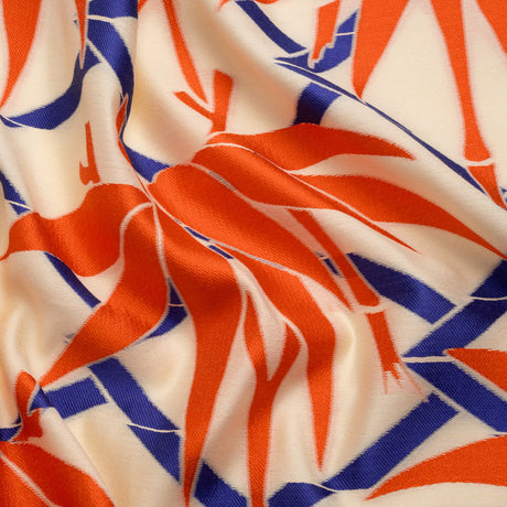 Red, Blue and Beige Bamboo Lattice Lightweight Polyester and Viscose Luxury Brocade