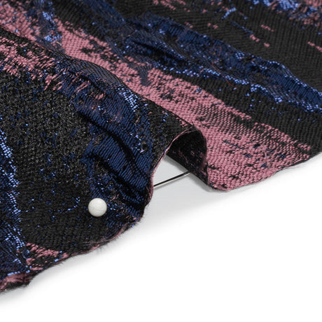 Metallic Midnight, Dark Mauve and Black Exploding Flowers and Brushstrokes Luxury Brocade
