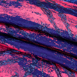 Metallic Blue, Royal and Hot Pink Exploding Flowers and Brushstrokes Luxury Brocade