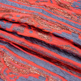 Metallic Copper, Neon Pink and Periwinkle Inkblot Stripes Luxury Brocade