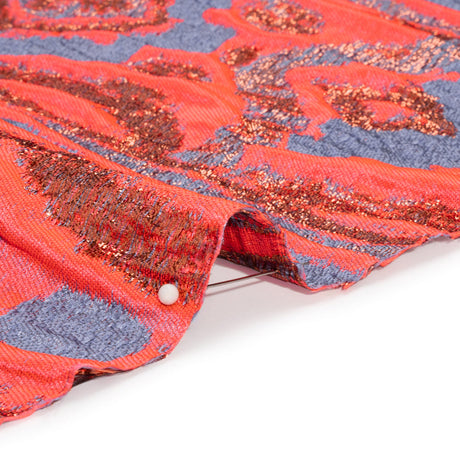 Metallic Copper, Neon Pink and Periwinkle Inkblot Stripes Luxury Brocade