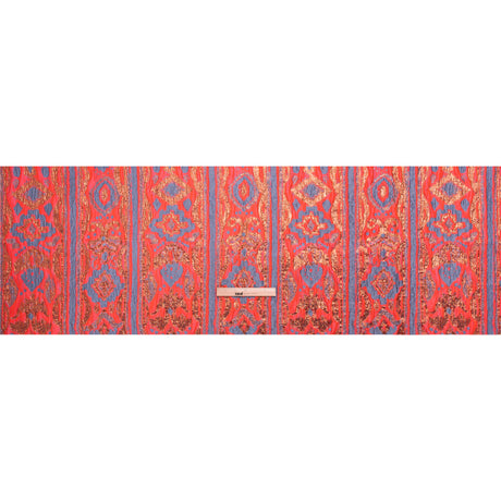 Metallic Copper, Neon Pink and Periwinkle Inkblot Stripes Luxury Brocade