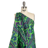 Metallic Blue, Green and Purple Inkblot Stripes Luxury Brocade
