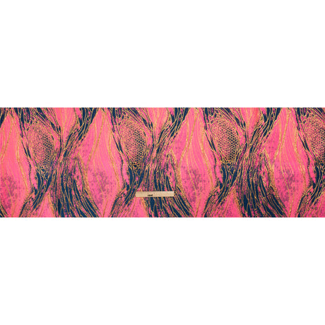 Metallic Gold, Hot Pink and Dark Teal Organic Abstractions Luxury Brocade