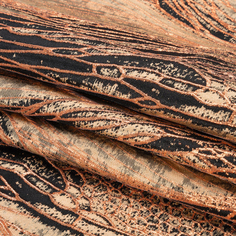 Metallic Copper, Beige and Black Organic Abstractions Luxury Brocade