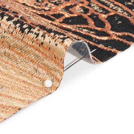 Metallic Copper, Beige and Black Organic Abstractions Luxury Brocade