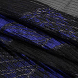Metallic Black and Bright Navy Abstract Formations Ribbed Burnout Luxury Brocade