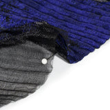 Metallic Black and Bright Navy Abstract Formations Ribbed Burnout Luxury Brocade