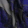 Metallic Black and Bright Navy Abstract Formations Ribbed Burnout Luxury Brocade