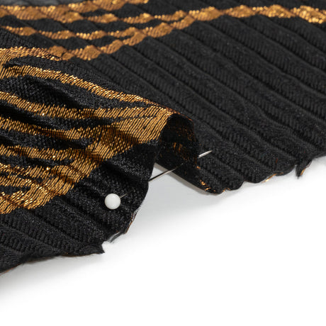 Metallic Gold and Black Abstract Formations Ribbed Burnout Luxury Brocade