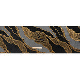 Metallic Gold and Black Abstract Formations Ribbed Burnout Luxury Brocade