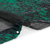 Metallic Black and Green Abstract Formations Ribbed Burnout Luxury Brocade