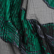 Metallic Black and Green Abstract Formations Ribbed Burnout Luxury Brocade
