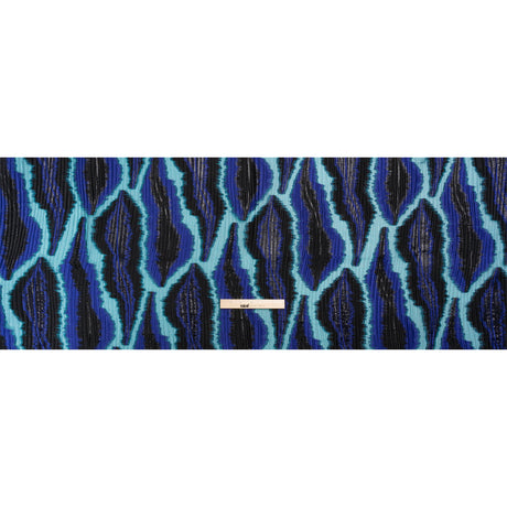 Metallic Black, Royal and Teal Abstract Islands Ribbed Burnout Luxury Brocade