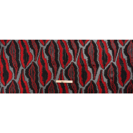 Metallic Black and Red Abstract Islands Ribbed Burnout Luxury Brocade