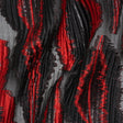 Metallic Black and Red Abstract Islands Ribbed Burnout Luxury Brocade