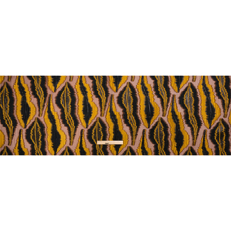 Metallic Brown, Mustard and Black Abstract Islands Ribbed Burnout Luxury Brocade