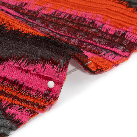 Metallic Red, Pink and Black Abstract Islands Ribbed Burnout Luxury Brocade
