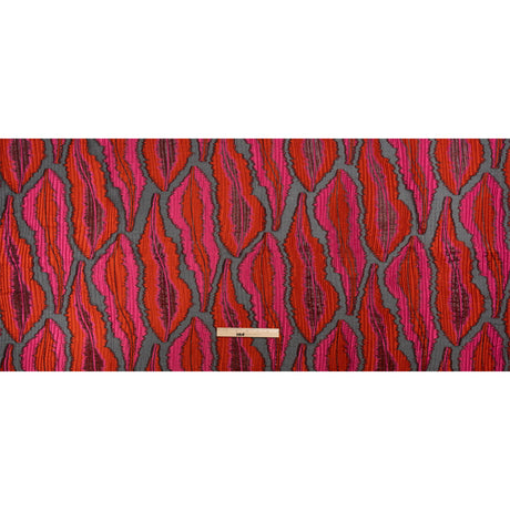 Metallic Red, Pink and Black Abstract Islands Ribbed Burnout Luxury Brocade