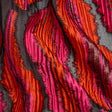 Metallic Red, Pink and Black Abstract Islands Ribbed Burnout Luxury Brocade