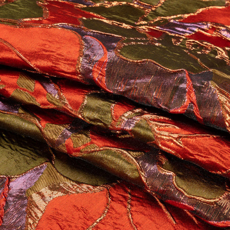Metallic Burnt Orange, Lilac and Olive Floral Luxury Brocade