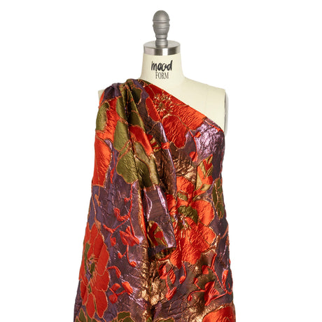 Metallic Burnt Orange, Lilac and Olive Floral Luxury Brocade