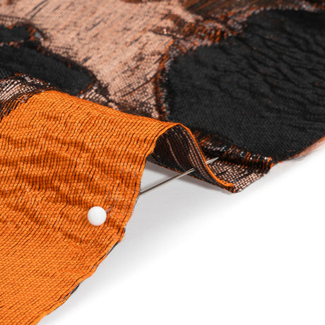 Metallic Black and Orange Floral Luxury Brocade