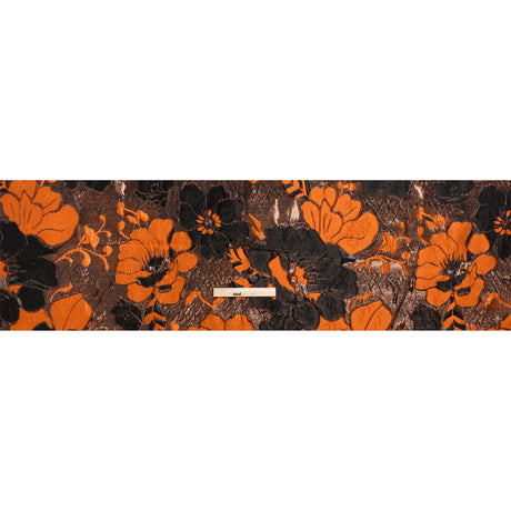 Metallic Black and Orange Floral Luxury Brocade