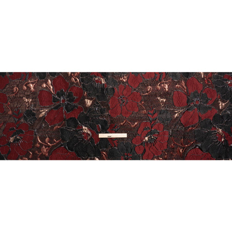 Metallic Copper, Burgundy and Black Floral Luxury Brocade