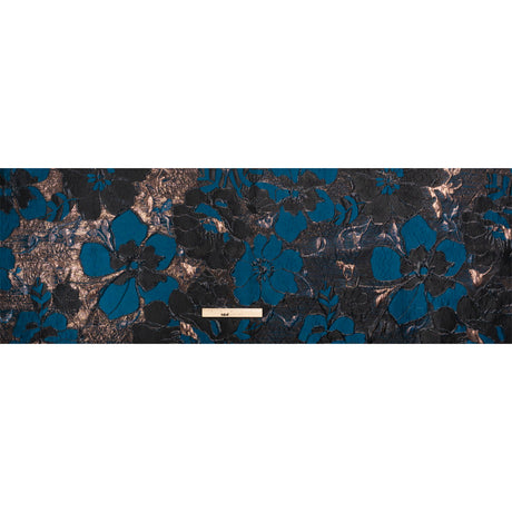 Metallic Copper, Black and Teal Floral Luxury Brocade