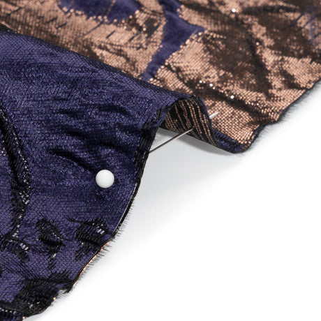 Metallic Rose Gold, Black and Navy Floral Luxury Brocade